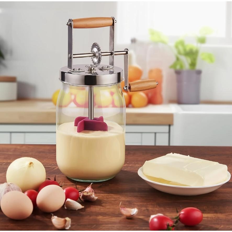 1500ml ステンレス製手動バタースティーラー - 簡単に使用できる、電気を必要としない、バターを完全に溶かすための耐久性のあるキッチンツール