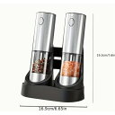 新型Cタイプ充電式ステンレス製エレクトリックグラインダー3点セット、LEDライト付き塩胡椒グラインダーエレクトリックグラインダー