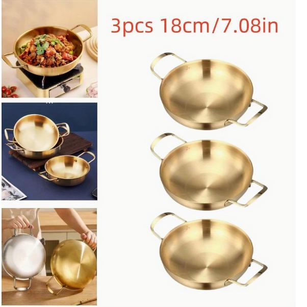 3点セット ステンレス製 片手鍋 18cm IH対応 韓国風 ラーメン鍋 多用途 スープ 海鮮料理鍋 電源不要