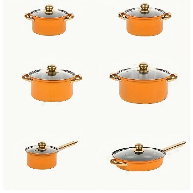 12個のステンレス製調理器具セット、ノンスティックフライパン、ストックポット、ミルクパン、煮る、煮込む、炒めるためのプレートハンドル付き。