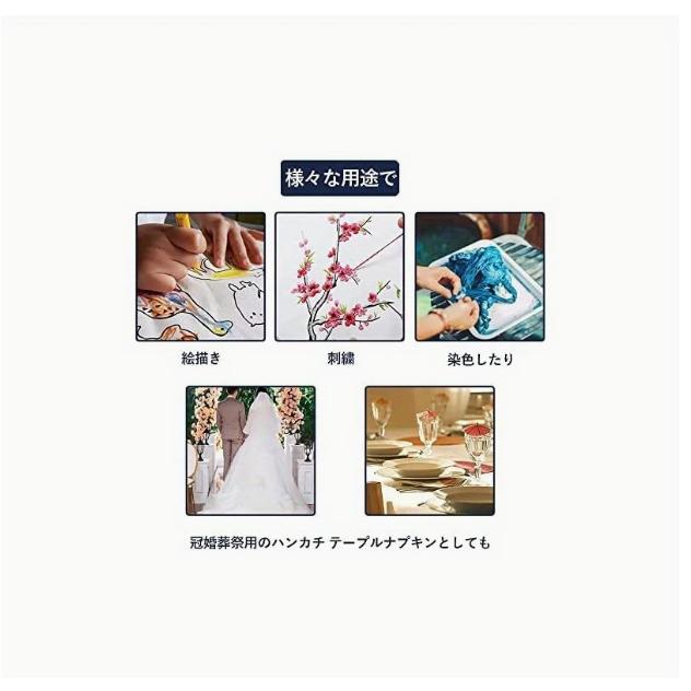 ホワイトプレーンドローイングハンカチーフ 100枚セット 12 x 11.8インチ 30cm 刺繍工芸品 試験準備用 染色フォーマル