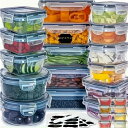 電子レンジ対応の透明なキッチン収納容器24個セット - 野菜、果物、穀物など、新鮮さを保ち、保管するのに最適な多用途のプラスチック製フードボックス