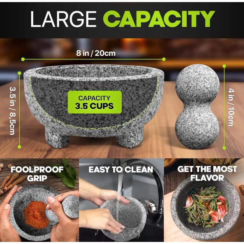 グラニットモルタル&ペストルセット アボカドボウル 3.5 カップ 2