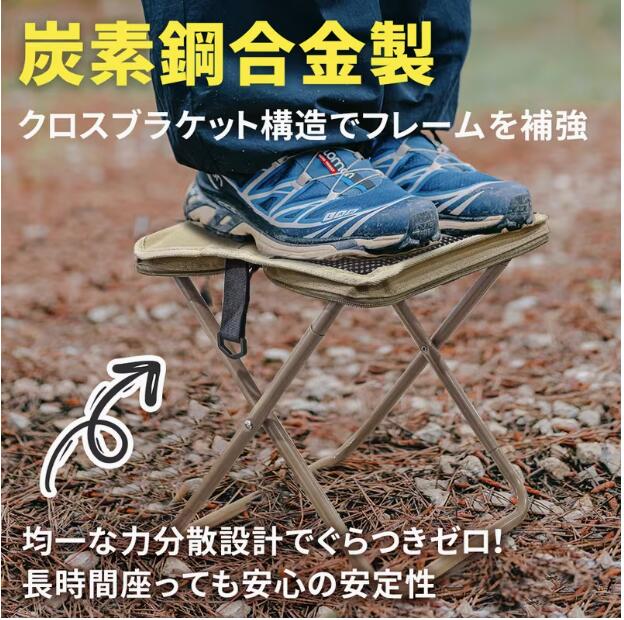 Chairs, Tables, Sheets - コンパクト折りたたみ椅子 700g軽量設計 最大120kg耐荷重 瞬時組み立て可能 丈夫な炭素鋼フレーム 高密度オックスフォード布 収納袋付き アウトドア/キャンプ/イベントに グリーン/ブラック/カーキの3色 収納時わずか5cm