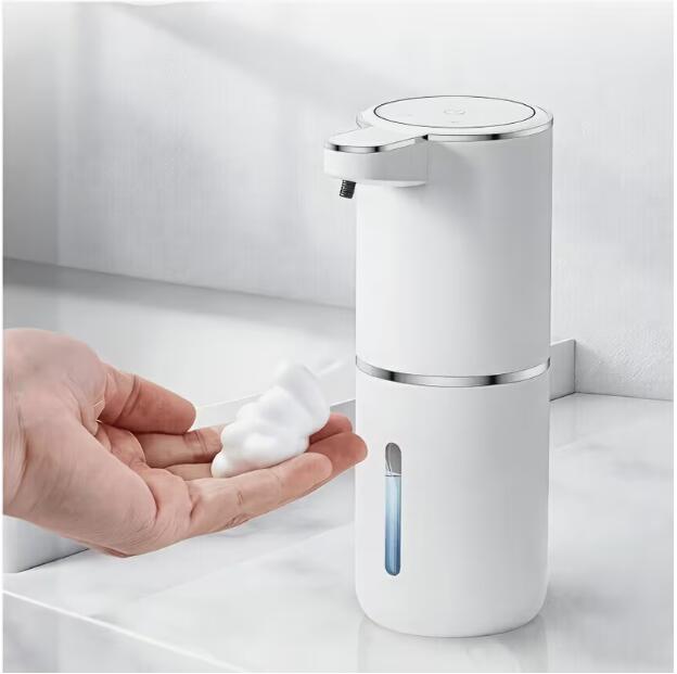 壁掛け式自動ソープディスペンサー 充電式 泡・液体ハンドソープ・食器用洗剤対応 フローティングデザイン スリムプラスチック 自動ディスペンサー /バスルーム用 使用済み物質フリー
