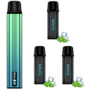 電子タバコ VAPE スターターキット 本体 15000回吸引 カートリッジ 3個入り POD LEDディスプレイ搭載 残量表示 使い捨て 使用簡単 メンソール入り 爆煙 禁煙 ベイプ コスパ ニコチン0 タール0 IM4型 TORIDO (スーパーミント*3+バッテリー*1(緑))