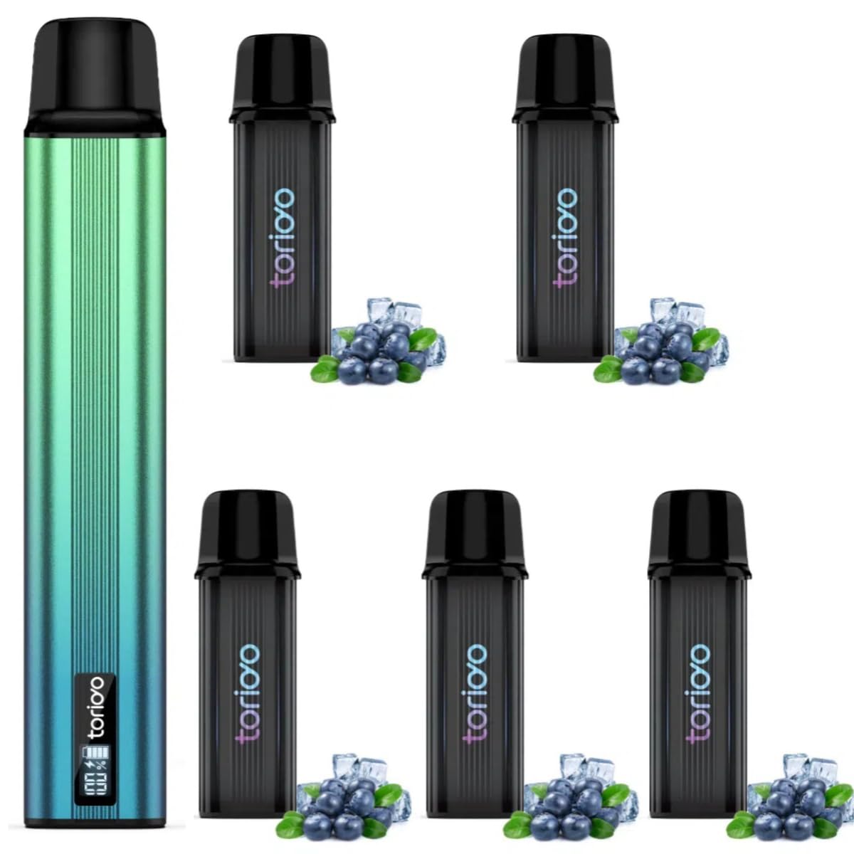 電子タバコ VAPE スターターキット カートリッジ 5本セット 25000回吸引 本体 POD LEDディスプレイ搭載 残量表示 使い捨て 使用簡単 メンソー...