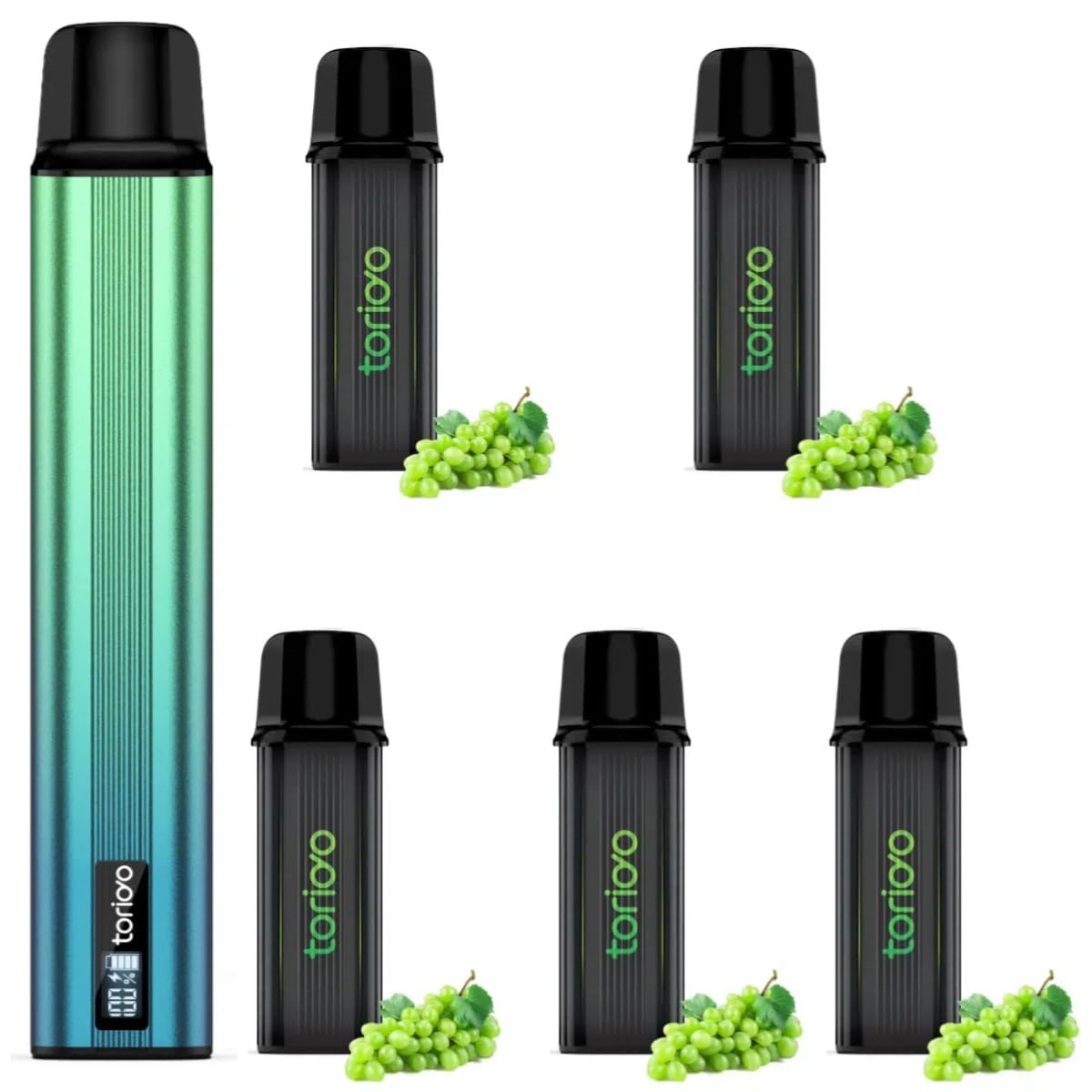 電子タバコ VAPE スターターキット カートリッジ 5本セット 25000回吸引 本体 POD LEDディスプレイ搭載 残量表示 使い捨て 使用簡単 メンソー...