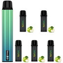 電子タバコ VAPE スターターキット POD x5個 10000回吸引 カートリッジ+本体 使い捨て 使用簡単 メンソール入り 爆煙 禁煙 ベイプ コスパ ニコチン0 タール0 IM4型 TORIDO (グリーンアップル*5+本体緑*1)