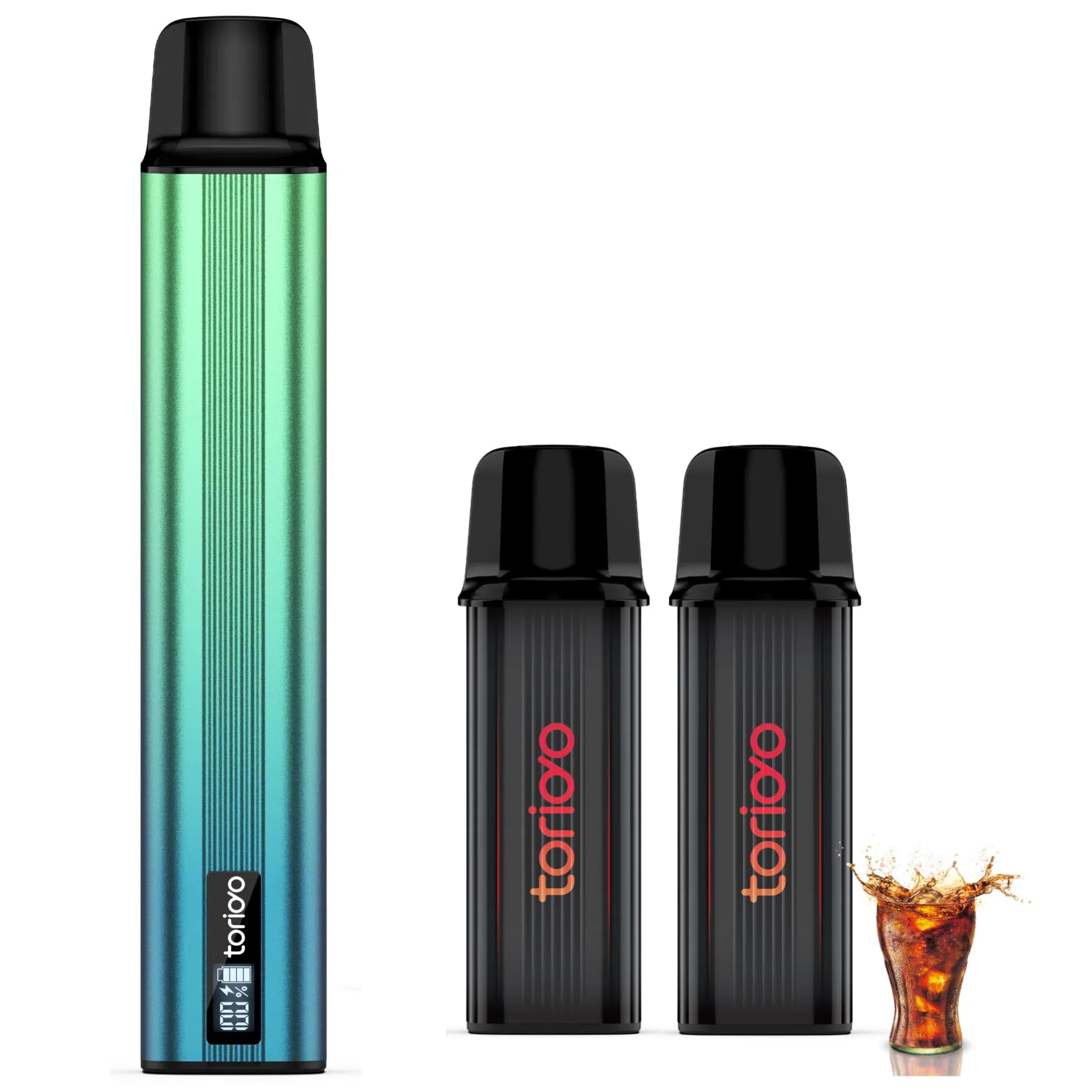 電子タバコ VAPE スターターキット POD x2個 10000回吸引 カートリッジ+本体 LEDディスプレイ搭載 残量表示 使い捨て 使用簡単 メンソール入...