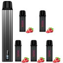 電子タバコ VAPE スターターキット カートリッジ 5本セット 25000回吸引 本体 POD LEDディスプレイ搭載 残量表示 使い捨て 使用簡単 メンソール入り 爆煙 禁煙 ベイプ コスパ ニコチン0 タール0 ベリーベリー TORIDO (クラシックタバコ*5+本体灰*1)