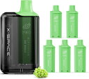 電子タバコ vape シーシャ 40,000回吸引可能 繰り返し充電 煙量調節 爆煙 大容量 ベイプ 使い捨て カートリッジ5個つき 持ち運び 水蒸気タバコ 禁煙 節煙 ニコチン0 タール0 ゴッドマスカット I4型 X-SPACE
