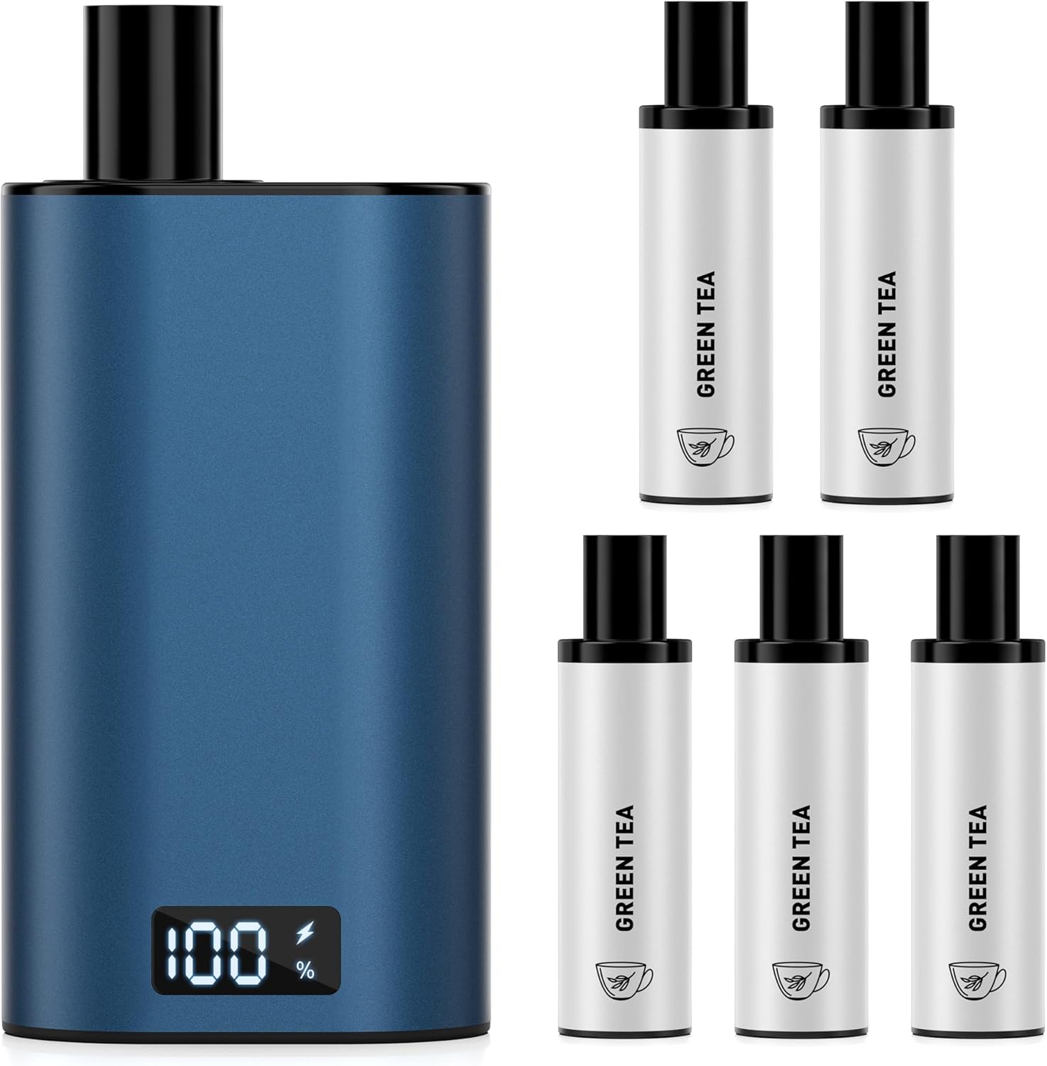 電子タバコ 龍井茶 カートリッジ5個付き シーシャ vape 25000回吸引可能 ポッド交換式 べイプ LEDディスプレイ搭載 爆煙 使い捨てカートリッジ 充...