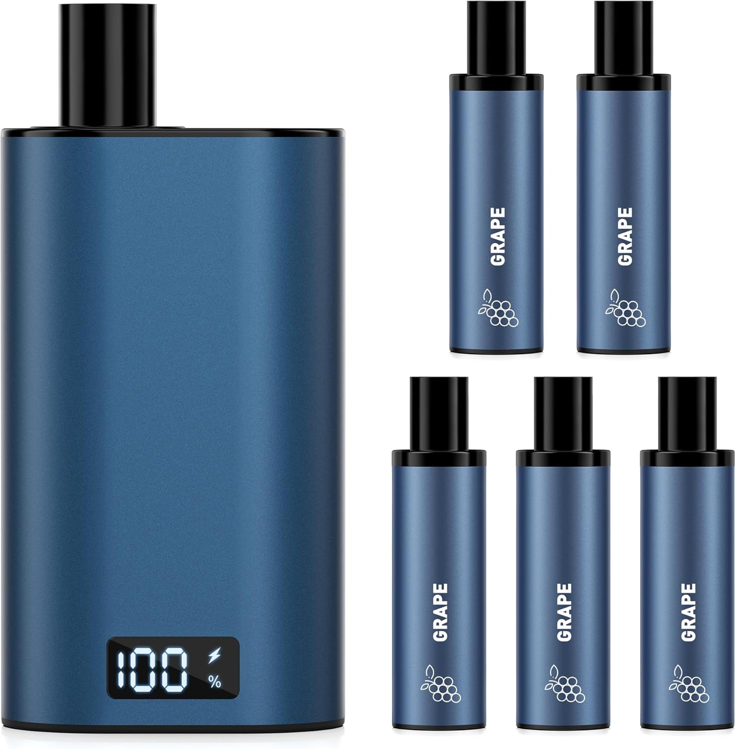 電子タバコ 巨峰 カートリッジ5個付き シーシャ vape 25000回吸引可能 ポッド交換式 べイプ LEDディスプレイ搭載 爆煙 使い捨てカートリッジ 充電...