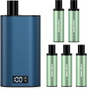 電子タバコ グリンアップル カートリッジ5個付き シーシャ vape 25000回吸引可能 ポッド交換式 べイプ LEDディスプレイ搭載 爆煙 使い捨てカートリ...