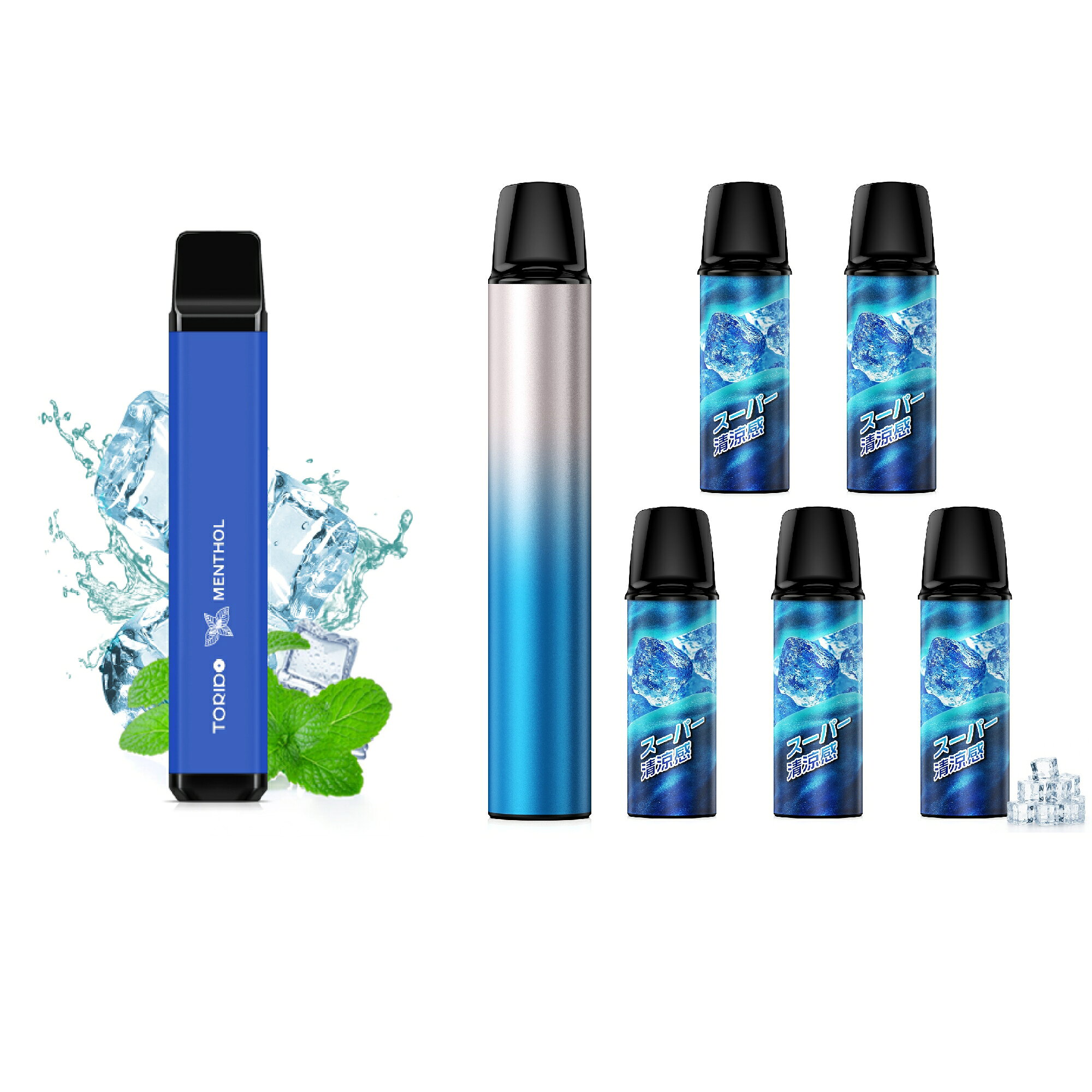 【使い捨て電子タバコ1本特典付き】電子タバコ VAPE ZERO スーパー清涼感 POD交換式 スターターキット 本体＋充填済みPOD5個付き 約25000回吸引 大容量 充電式 ニコチン0 タール0 水蒸気 ベイプ 持ち運び便利 D06型