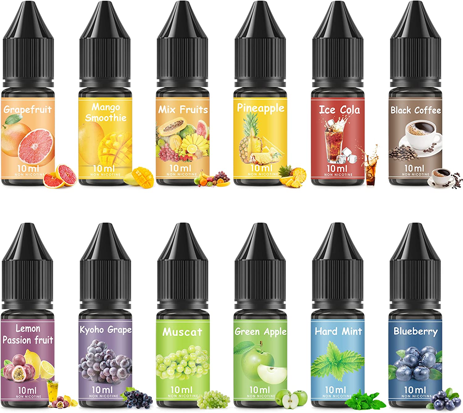 電子タバコ リキッド 12種フレーバー×10ml 大容量 120ml ベープ リキッド メンソール ビタミン配合 注入簡単 VAPE各種対応 ニコチン・タール無し