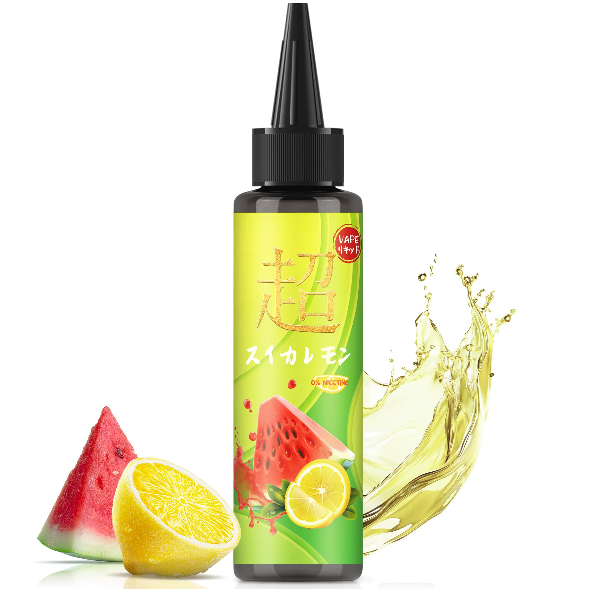 電子タバコ リキッド スイカレモン 60ml 特大容量 国産ハッカ使用 VAPE りきっど Liquid 爽快感 ニードルボトル付き ニコチン・タールゼロ KINOE