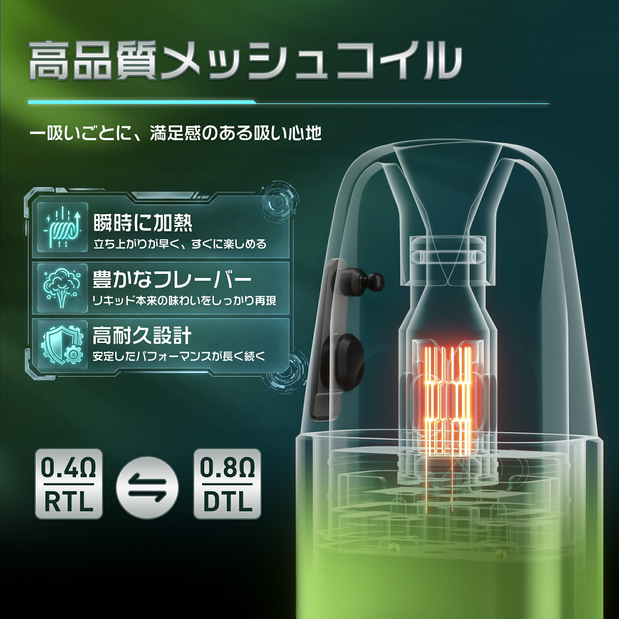 X-Space Vape ShopのX-SPACE 電子タバコ リキッド付き スターターキット POD型 ET5 注入式 大容量 空カートリッジ2個 DTL RDL MTL対応 タール ニコチン0 禁煙サポート 超メンソール ハードミント｜アングル3