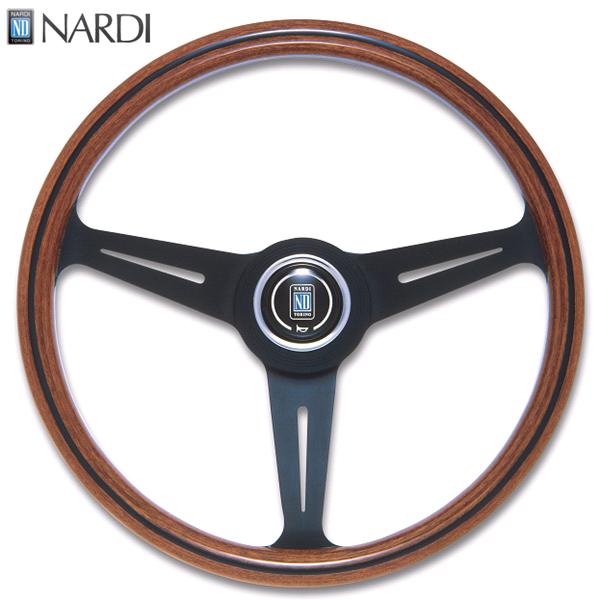 NARDI ナルディ　N122　ウッド&ブラックスポーク　ステアリング　径360mm　NARDIホーンボタン ホーリング付【お取り寄せ商品】【ハンドル ステアリング】