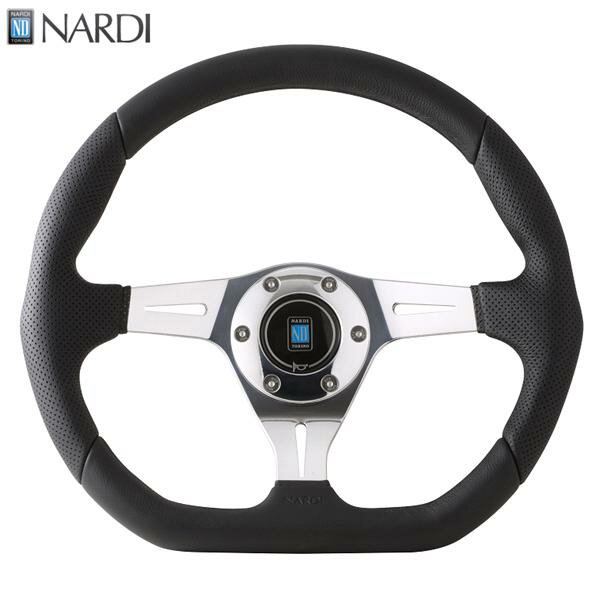 ナルディ N201 NARDI KALLISTA LEATHER 35 ブラックレザー ポリッシュスポーク ステアリング 径350mm NARDIホーンボタン クロムホーンリング ビス付属【受注生産品】【ハンドル ステアリング】