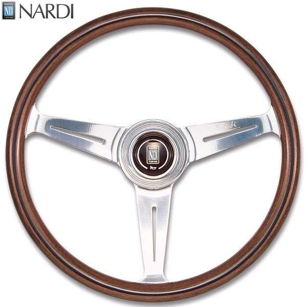 NARDI ナルディ　N140　ウッド&ポリッシュスポーク　ステアリング　径380mm　NARDIホーンボタン ホーリング付