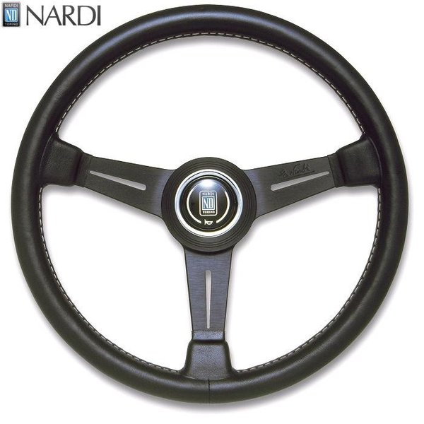 NARDI ナルディ N110 ブラックレザー ブラックスポーク グレーステッチ ステアリング 径330mm NARDIホーンボタン ホーンリング付【お取り寄せ商品】【ハンドル ステアリング】