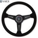 楽天KCMオンラインショップNARDI ナルディ　N115　ブラックスエード&ブラックスポーク　ブラックステッチ　ステアリング　径330mm　NARDIホーンボタン ホーンリング付【お取り寄せ商品】【ハンドル ステアリング】