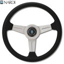 楽天KCMオンラインショップNARDI ナルディ　N131　ブラックレザー&シルバースポーク　グレーステッチ　ステアリング　径360mm　NARDIホーンボタン ホーンリング付【お取り寄せ商品】【ハンドル ステアリング】