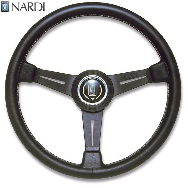 NARDI ナルディ N150 ブラックレザー ブラックスポーク グレーステッチ ステアリング 径380mm NARDIホーンボタン ホーンリング付【お取り寄せ商品】【ハンドル ステアリング】