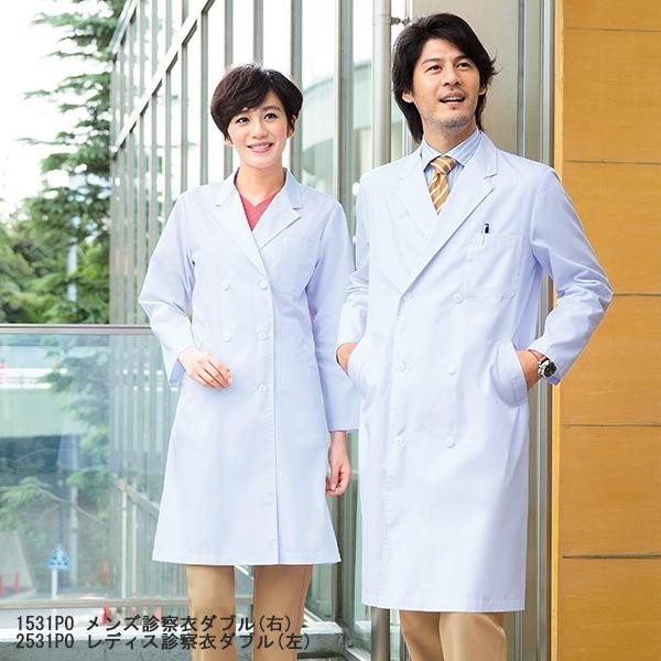 FOLK フォーク 2531PO-1 ドクターウェア レディス診察衣ダブル ホワイト【お取り寄せ製品】【ドクターコート スクラブ 医療ユニフォーム 白衣 メディ...