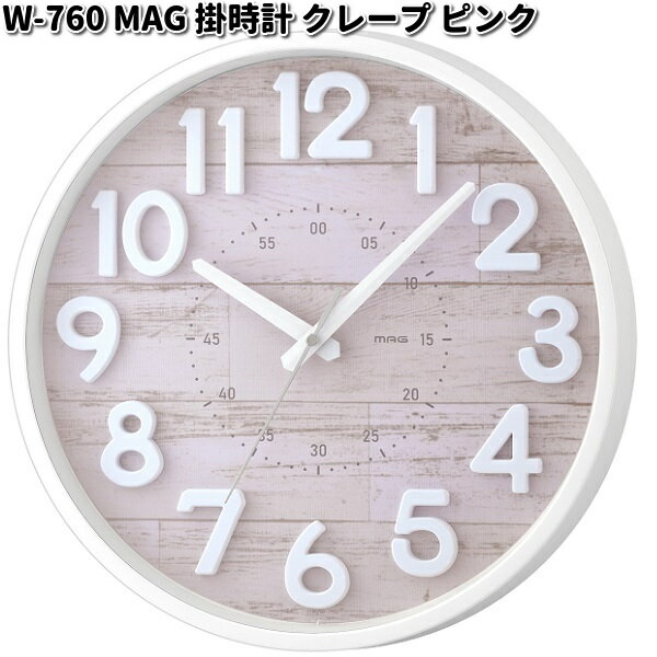 ノア精密 W-760 MAG 掛時計 クレープ ピンク W760【お取り寄せ商品】クロック　時計　掛け時計　掛時計　アナログ 1