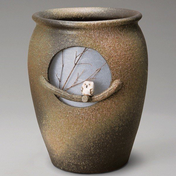 【送料無料（離島を除く）】信楽焼　529-05　月ふくろう傘立【メーカー直送品】【同梱/代引不可】【信楽焼　傘たて】