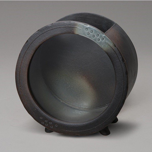 【送料無料(離島を除く)】信楽焼　541-04　黒釉丸水槽（大）【メーカー直送品】【同梱/代引不可】【信楽焼　水槽】