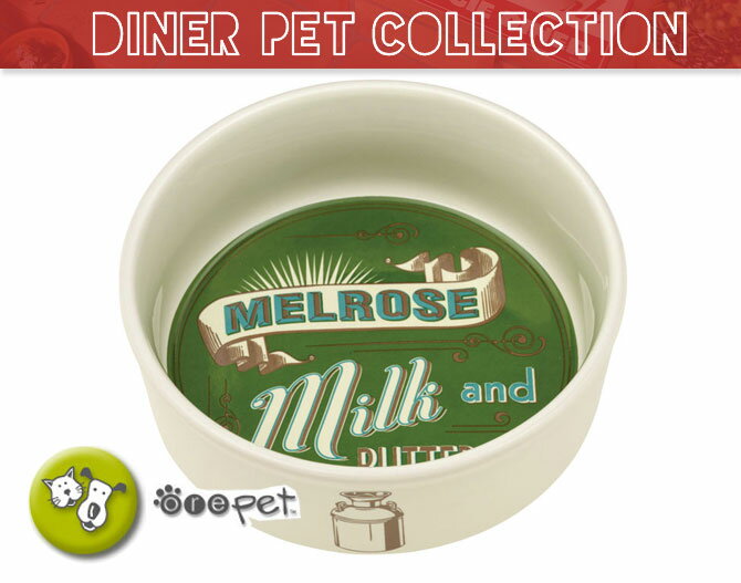 フードボウル 食器 犬 缶詰 ごはん カバー アメリカ生まれのおしゃれなセラミックボウル メルローズミルク (ore pet/オレペット)