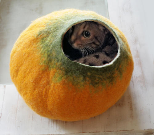 フェルトウールキャットハウスYellowPumpkin