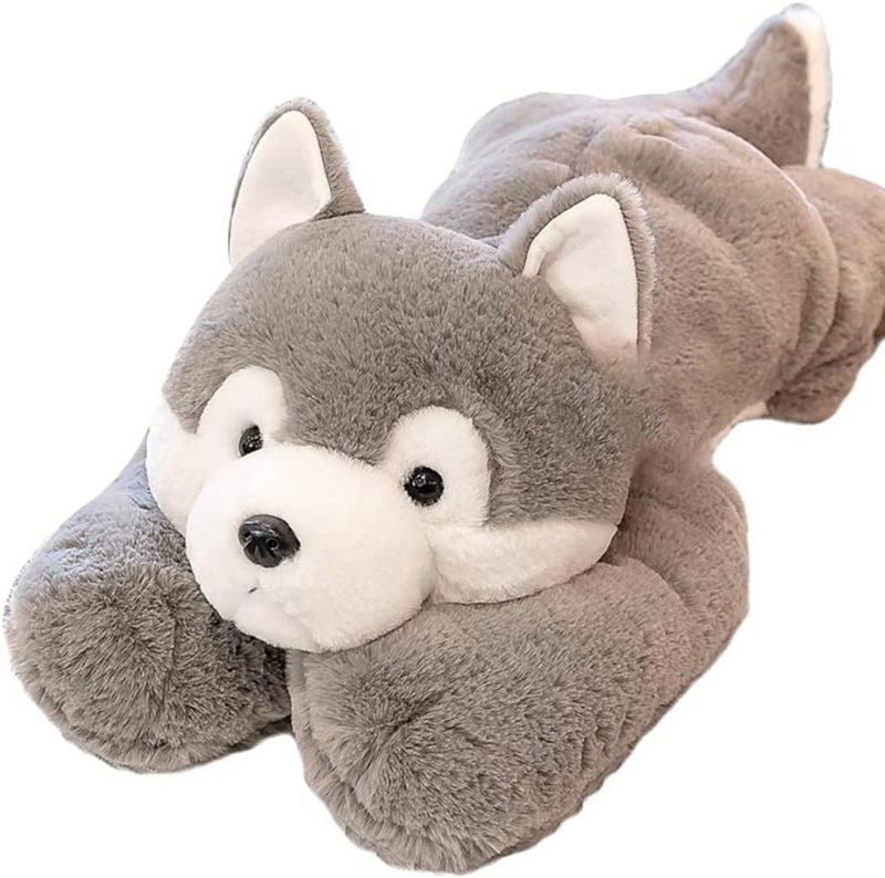 ハスキー 抱き枕 イヌぬいぐるみ 特大 伏せる 添い寝 横向き寝まくら ふわふわ 柔らかい かわいい お祝い 動物 クッション バレンタインデー お誕生日 50cm*0.41kg ギフト もちもち イ