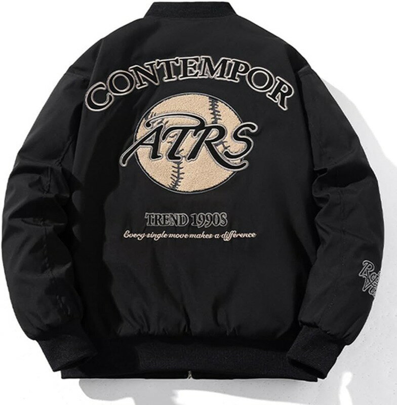 冬服 中綿 スタジャン 刺繍 フライトジャケット メンズ アワードジャケット スタジアムジャンパー ゆったり 無地 ルーズブルゾン カジュアル おしゃれ 大きいサイズ 男女兼用 E1115C