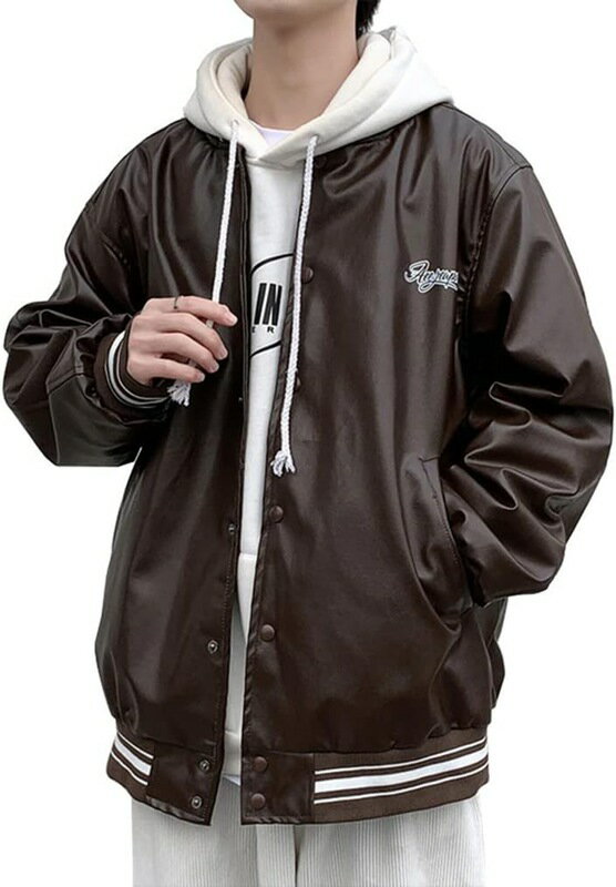 　　　 ◆◇◆売れている秘密◆◇◆ クラシックなファッション、切り替えられた配色デザイン、このジャケットをよりユニークにします。おしゃれなデニムパンツ、スポーツパンツと合わせることができます。 質の良いフェイクレザーを全体に使用、抜群の着心地のスタジャンです。首の切り口はとても柔らかく、より快適に感じられます。寒い朝でも涼しい夜でも、いつも快適なコートが重宝します。 ヒップホップジャケットは今期も人気があります。冬でも下にパーカーなどを着てアウターとしても着れるのがポイントです。袖口はトリムラインのリブ仕様なので、スッキリとした見た目に。 さらっとした生地感で着心地も抜群のスタジャン調ジャケット。軽さを追求した素材なので、防寒性・防風性を保ちつつ気候が変わりやすい春や秋など肌寒い季節に最適な薄手のブルゾンです。 風を通さないので、春先や秋口に防寒着としてもお使いいただけます。ウオーキング、登山、釣り、キャンプ、通勤などの幅広いなどのシーンで利用することができます。機能性にもしっかりこだわった一枚に仕上げています。 　　　◆◇◆注意事項◆◇◆ご覧のモニターの環境、撮影環境により実物と色味が異なって見える場合がございます。湿った状態で他のものと擦り合わせると色が移る恐れがあります。濃色品の洗濯時は、白色、淡色と分けて洗ってください。説明 【サイズの詳細】M：【推薦身長約155~160CM】【推薦体重約40~50KG】L：【推薦身長約160~165CM】【推薦体重約50~55KG】XL：【推薦身長約165~170CM】【推薦体重約55~65KG】2XL：着【推薦身長約170~180CM】【推薦体重約65~75KG】【予めご了承くださいませ。】★サイズは平置きでの実寸になっております。【1~3cm】の誤差がある場合があります。★すべての画像は実際撮影で、角度、光線、お使いのモニターやデイスプレイなどによって画像とニュアンスが違って見える場合があります。★私たちはあなたに最高のショッピング体験をもたらすために最高のサービスを提供することをお約束します。お買い物中にご不明な点がございましたら、お気軽にメールにてお問い合わせください。私達はあなたのために問題を解決するために最善を尽くします。上品な光沢感を持つ高級フェイクレザーを使用したレザージャケット。伝統的なデザインを追求したこのレザージャケット。職人のテーラリングによって着やすい一枚に仕上がりました。スタジャン特有のクラシカルなディテールは残しながらも、シルエットは現代のトレンドに合わせたBIGシルエットで再編集。オーバーサイズながらも重量は軽いため、気軽に着用できるのもポイント。ボリューム感のあるビッグシルエットで絶妙なルーズさを漂わせていますが、袖口、裾口は伸縮（ストレッチ）性をもたせており、オーバーサイズでもダボつかない着用が可能です。カジュアル、ストリート、古着テイストと幅広いスタイリングで活躍します。男女問わずユニセックスで着用でき、女性の方はロングブーツと合わせるスタイルも。ゆったり風がご好きなら、1枚で使い方はいろいろ！オールシーズン大活躍のマストアイテムです。タイトなパンツと合わせることで今ドキなコーディネートが完成！スタジャンは良質な撥水加工のある合革素材で仕上げております。高級感がありながら、柔らかい肌触りでふんわりとした快適な着心地です。インナーにトレーナーやハーフジップアイテムを持ってくると今年らしいスタイリングに、スウェットパンツやバルーンパンツなどのワイドボトムスと合わせたストリートコーデがオススメ。