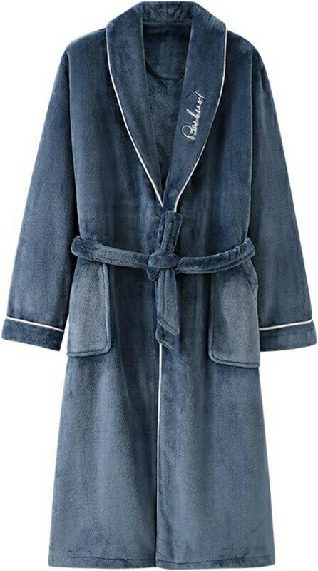 ガウン メンズ 冬 温かい もこもこ ルームウェア 長袖 厚手 ロング 裏起毛 防寒 フランネル 部屋着 優しい肌触り おしゃれ 大きいサイズ...