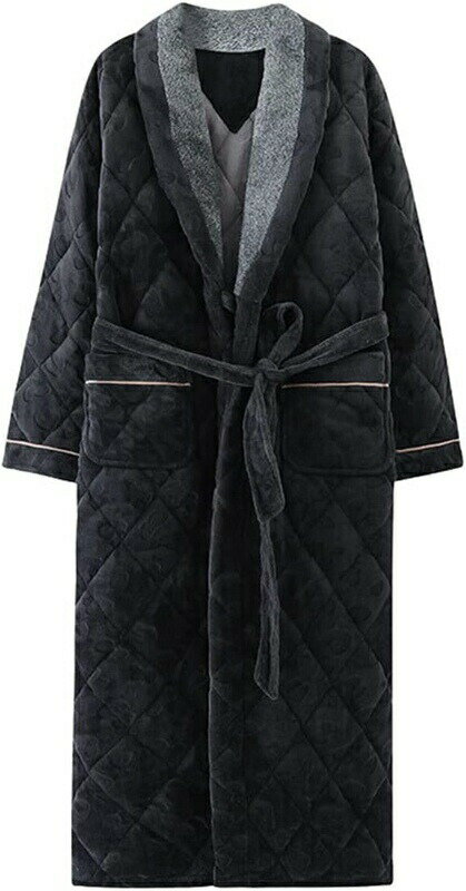 メンズ ガウン 冬 裏ボア キルティング 3層保温 もこもこ 長袖 ルームウェア 部屋着 あったか 厚手 防寒 おしゃれ 大きいサイズ