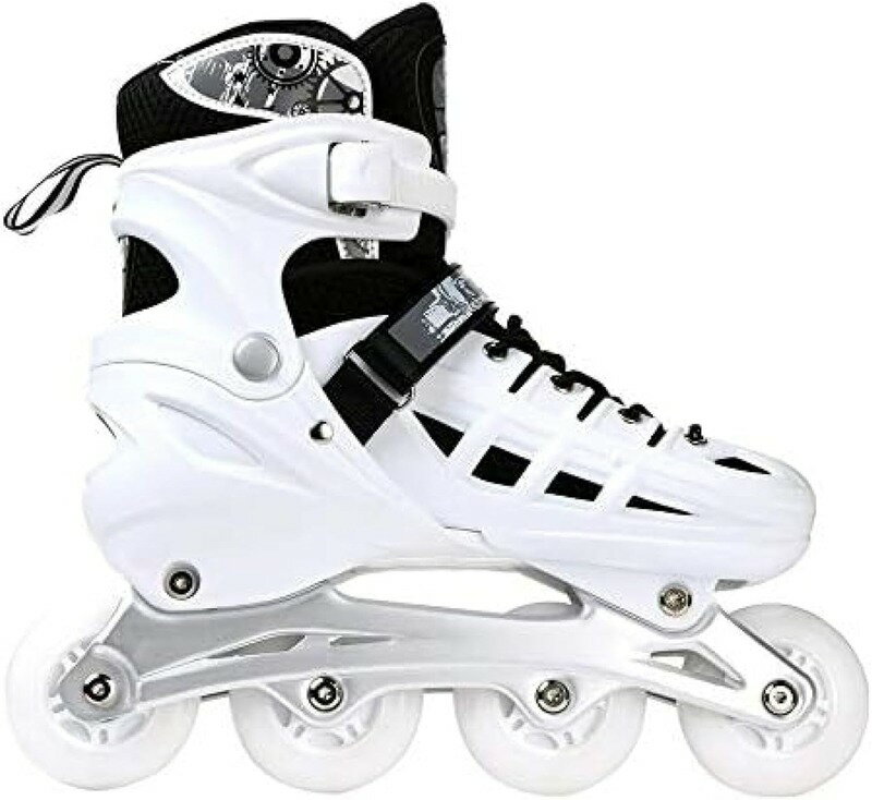 ローラースケート インラインスケート サイズ調整可能 男女兼用 子供 ジュニア 初心者向け フルフラッ..