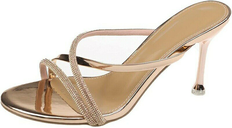 ミュール サンダル キラキラ レディース スリッパシューズ スリッパサンダル ピンヒール オープントゥ ミュールサンダル 秋 春 結婚式 外出スリッパ 夏 美脚 パーティー シューズ ハイヒール エレ