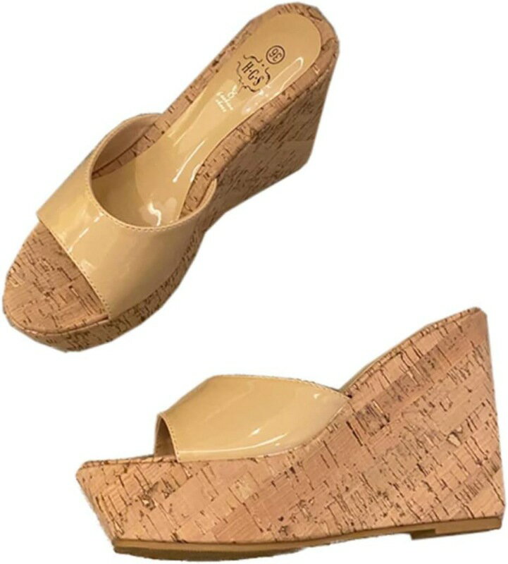 レディース ミュール サンダル ストーム ウェッジヒール オープントゥ 厚底 サンダル ウェッジサンダル シンプル 夏 ビーチサンダル レトロ ヒール11cm カジュアル デイリー 疲れない 通勤 オ