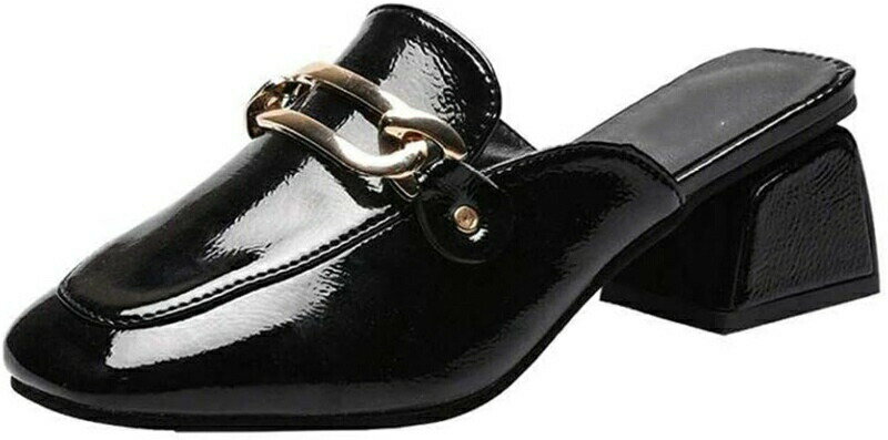 ビット付き ミュール サボ ローファー サンダル レディース 5cmヒール チャンキーヒール 美脚 おしゃれ 春夏秋 履きやすい 歩きやすい オフィスサンダル ...