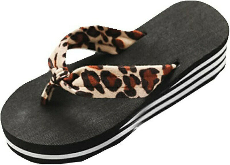 レオパード ぺたんこ サンダル レディース おしゃれ トング プラットフォーム 歩きやすい 5cmヒール ビ..