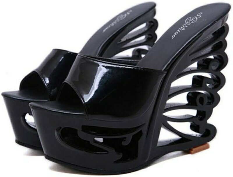 おしゃれ ミュール サンダル ハイヒール 無地 サンダル オープントゥ 可愛い レディース 大きいサイズ パンプス キレイ 大人 細見え 身長アップ スリッパ ファッション エレガント キャバウェッジ