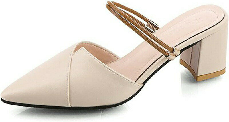 2WAYストラップミュール パンプス サンダル 6センチヒール レディース 春夏 大きいサイズ ポインテッドトゥ ローヒール 低反発 美脚 カジュアル ミュール...