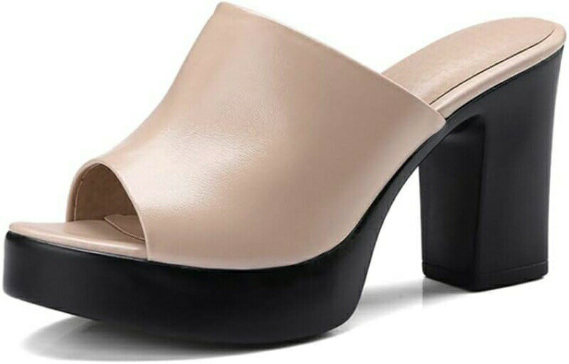 オープントゥ ハイヒール ミュール レディース 太めヒール サンダル 黒 白 サボ サンダル 9cmヒール 歩きやすい 通勤 オフィス ビジネス 女性らしい エ...