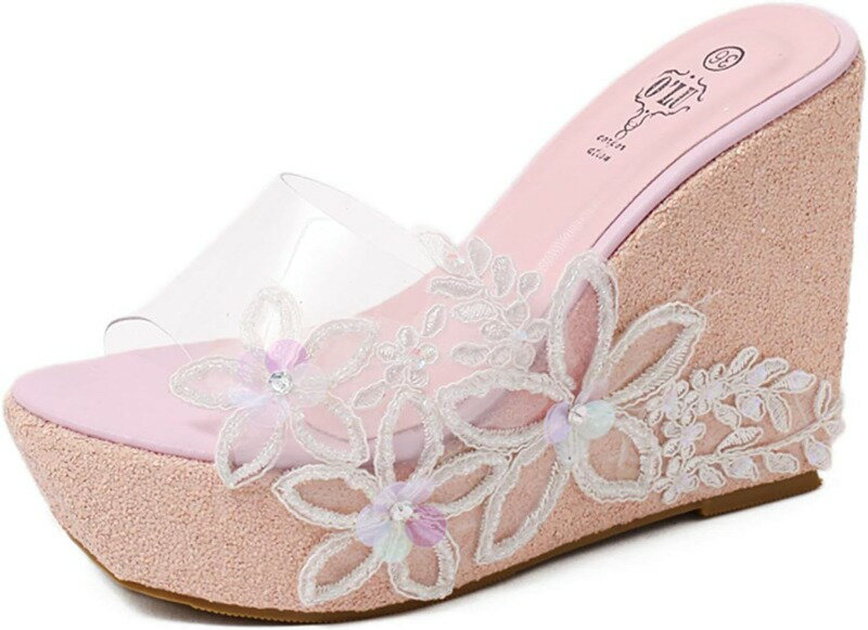 ミュール クリア 美脚サンダル 厚底 ウェッジソール サンダル ミュール ハイヒール レディース クリアサンダル ヒール11cm 大きいサイズ 低反発 疲れにくい キャバ 歩きやすい ゴージャス キラ